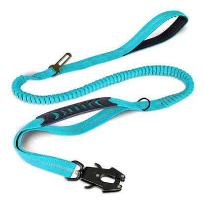 Reflective Heavy Duty Tactical Bungee Dog Leash with Seatbelt