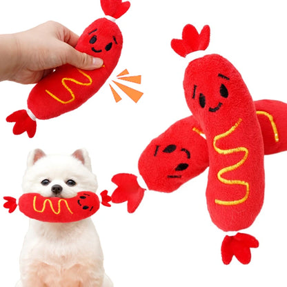 Interactive Squeaky Hot Dog Chew Toy for Dogs