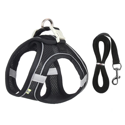 Adjustable Reflective Harness & Leash Set for Small Dogs