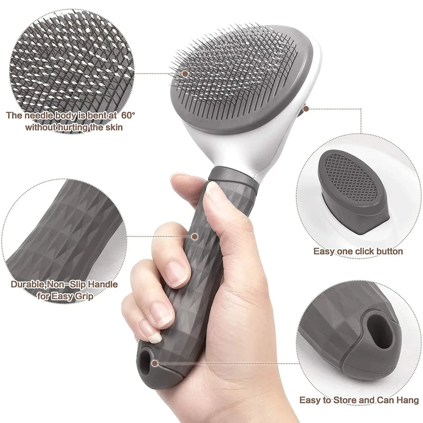 Self-Cleaning Pet Hair Removal Brush for Dogs & Cats