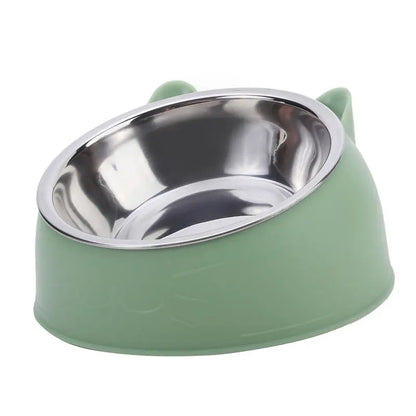 Elegant Tilted Cat Bowl - Stainless Steel Pet Feeder