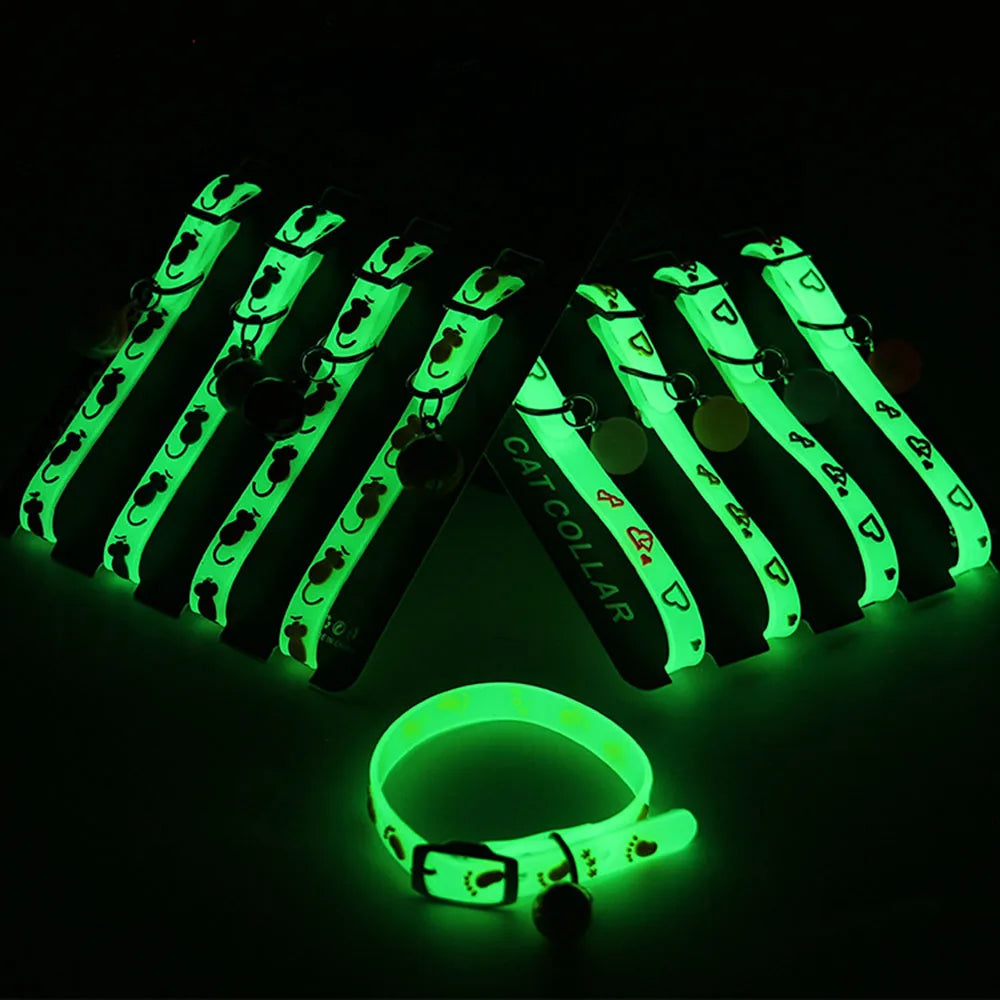 Glowing Silicone Cat Collar with Bell