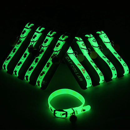 Glowing Silicone Cat Collar with Bell