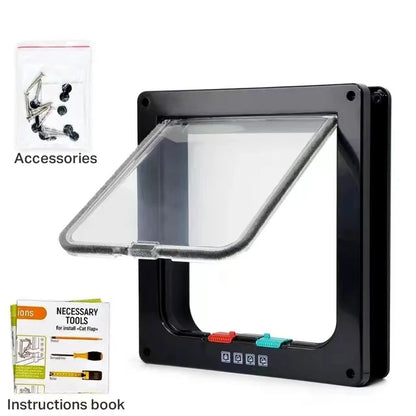 Magnetic Cat Door with 4-Way Lock for Safe Pet Access