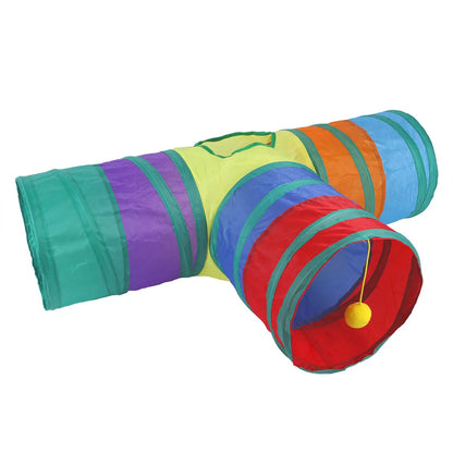 Foldable Cat Play Tunnel with Hanging Toys