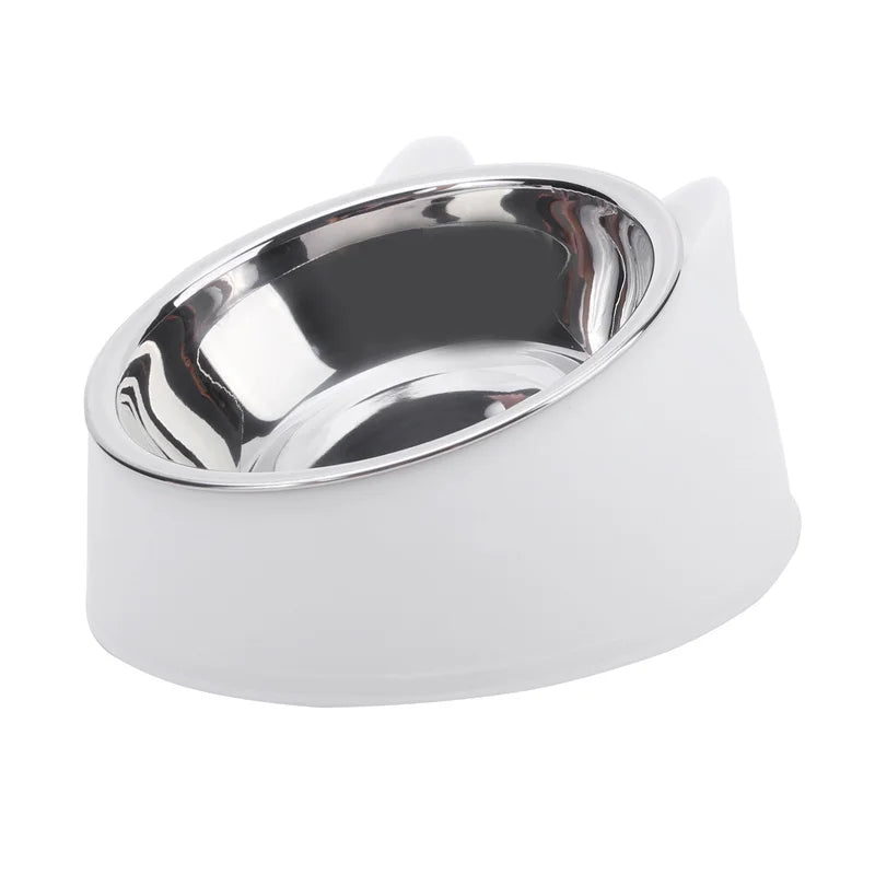 Elegant Tilted Cat Bowl - Stainless Steel Pet Feeder