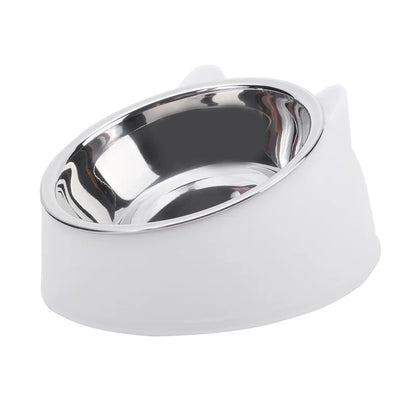 Elegant Tilted Cat Bowl - Stainless Steel Pet Feeder