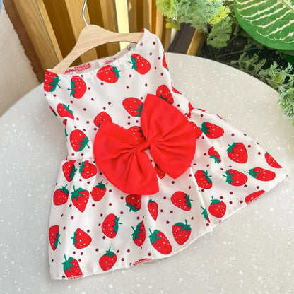 Charming Summer Pet Dress with Bow for Small Dogs
