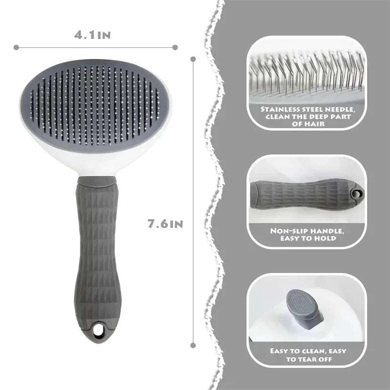 Self-Cleaning Pet Hair Removal Brush for Dogs & Cats