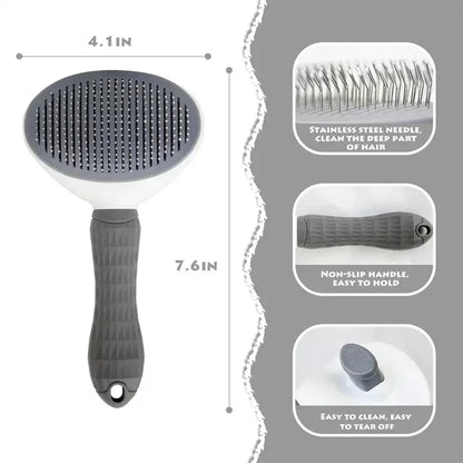 Self-Cleaning Pet Hair Removal Brush for Dogs & Cats