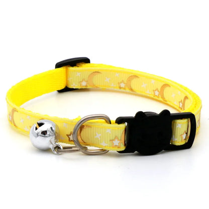 Charming Star & Moon Cat Collar with Safety Bell