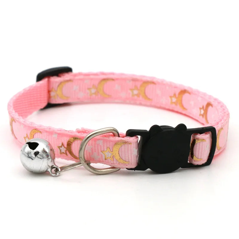 Charming Star & Moon Cat Collar with Safety Bell
