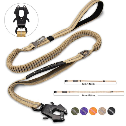 Reflective Heavy Duty Tactical Bungee Dog Leash with Seatbelt