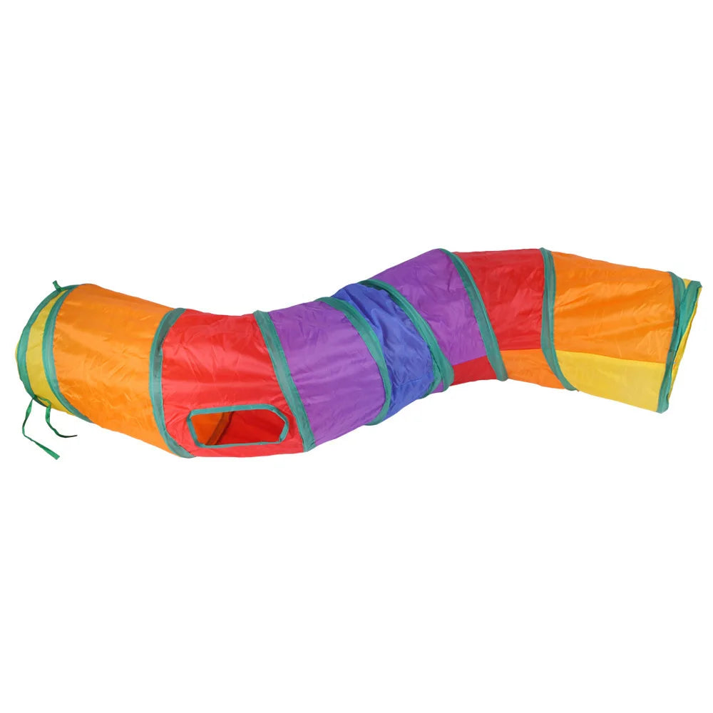 Foldable Cat Play Tunnel with Hanging Toys