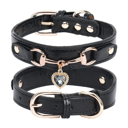 Elegant Rhinestone Heart Pet Collar - Adjustable & Comfortable