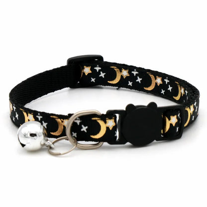 Charming Star & Moon Cat Collar with Safety Bell