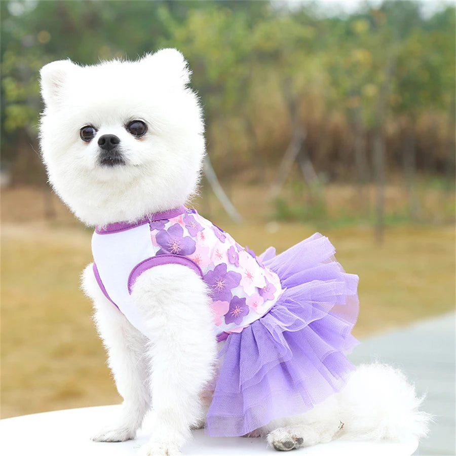 Charming Floral Dog Dress - Breathable Pet Apparel