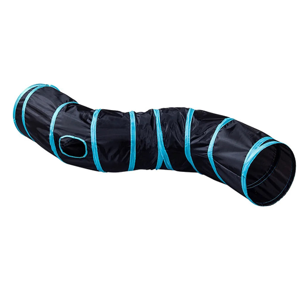Foldable Cat Play Tunnel with Hanging Toys