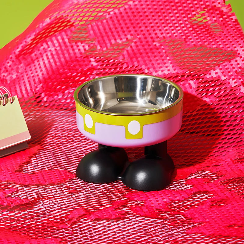 Elevated Colorful Stainless Steel Pet Bowl - Large Capacity
