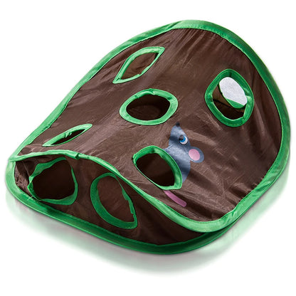 Interactive Cat Tunnel Toy with Bell and Mouse Holes