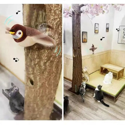Interactive Chirping Bird Cat Toy - Rechargeable & Touch Sensitive