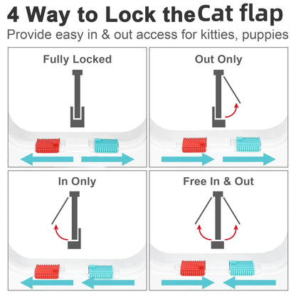 Magnetic Cat Door with 4-Way Lock for Safe Pet Access