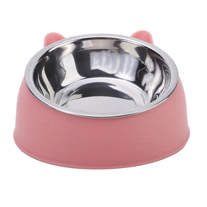 Elegant Tilted Cat Bowl - Stainless Steel Pet Feeder