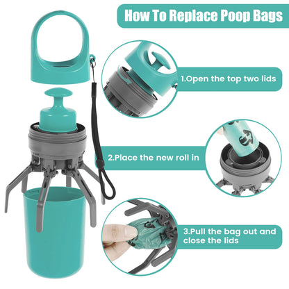 Portable Dog Poop Scooper with Bag Dispenser