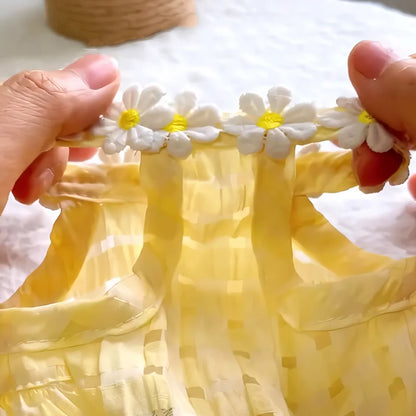 Charming Yellow Floral Pet Dress for Cats & Small Dogs