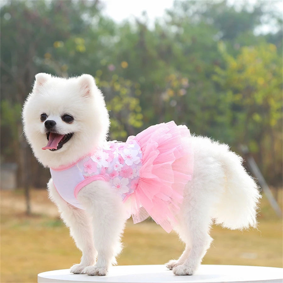 Charming Floral Dog Dress - Breathable Pet Apparel