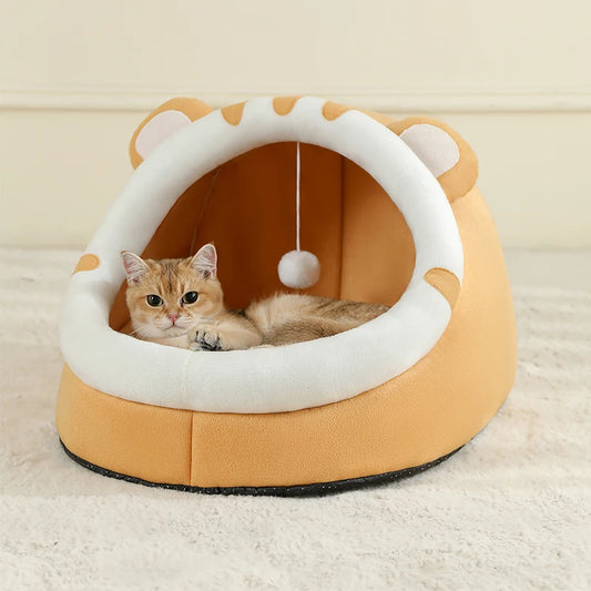 Cosy Cotton Cave Bed with Hanging Toy