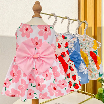 Charming Summer Pet Dress with Bow for Small Dogs