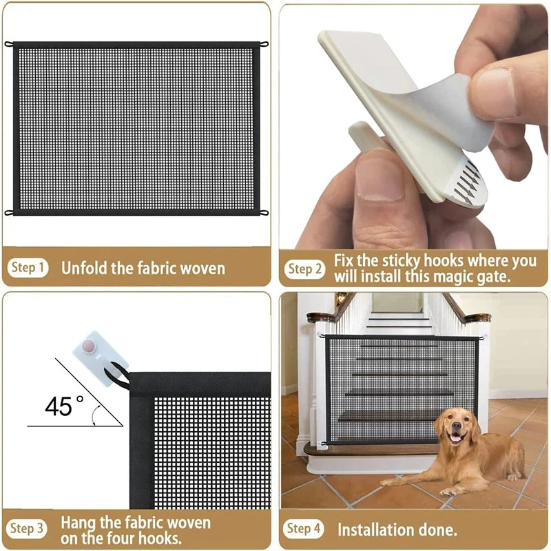 Pet Safety Mesh Gate - Foldable Dog Barrier