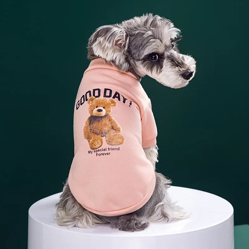 Cozy Bear Pattern Pet Sweatshirt for Small to Medium Dogs & Cats