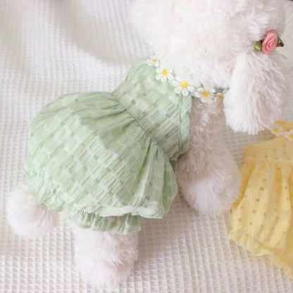 Charming Yellow Floral Pet Dress for Cats & Small Dogs