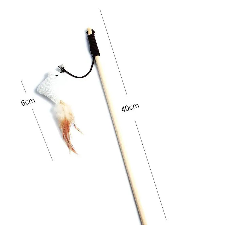 Colorful Feather Teaser Wand for Cats