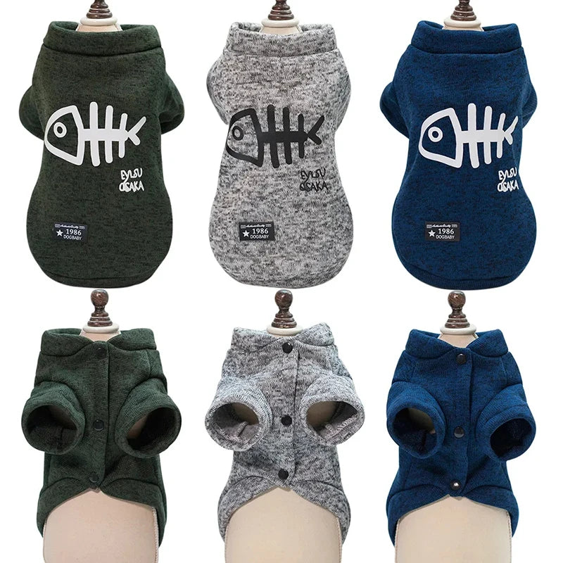 Cozy Fishbone Pet Sweatshirt for Cats & Dogs
