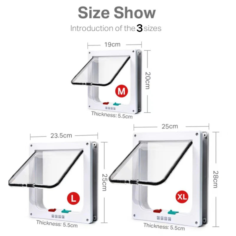 Magnetic Cat Door with 4-Way Lock for Safe Pet Access