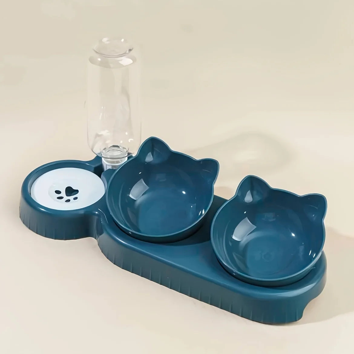 3-in-1 Cat Bowl with Gravity Water Feeder