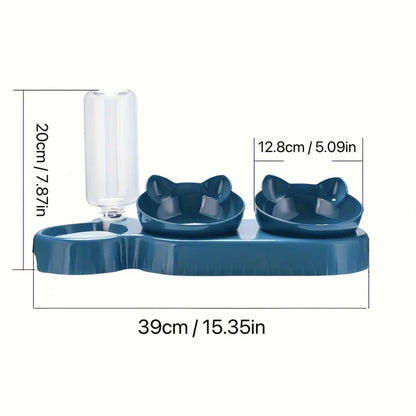 3-in-1 Cat Bowl with Gravity Water Feeder