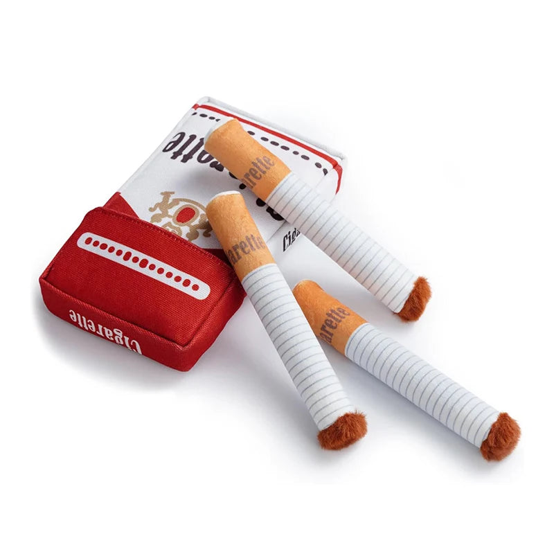 Interactive Giggle Dog Toys - Plush Chew Cigarette Set