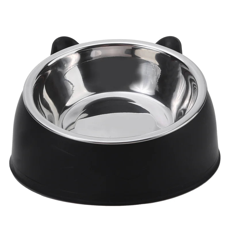 Elegant Tilted Cat Bowl - Stainless Steel Pet Feeder