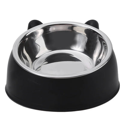 Elegant Tilted Cat Bowl - Stainless Steel Pet Feeder