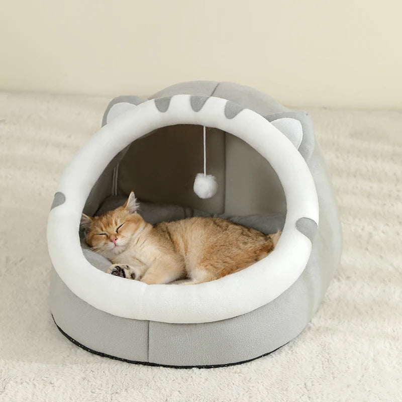 Cosy Cotton Cave Bed with Hanging Toy