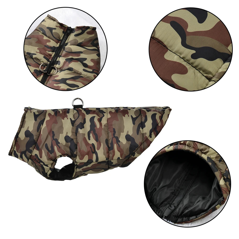 Waterproof Camouflage Winter Coat for Large Dogs