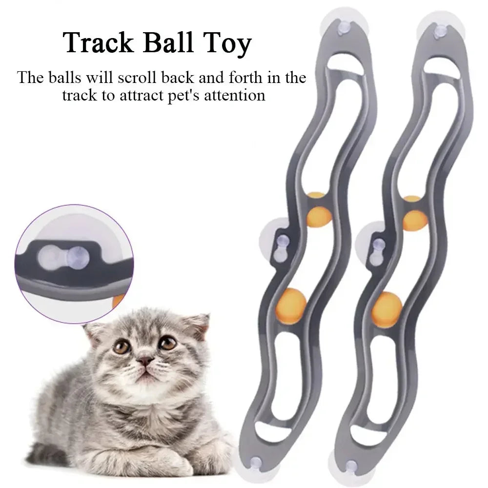 Interactive Cat Track Ball Toy with Suction Cups