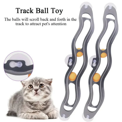 Interactive Cat Track Ball Toy with Suction Cups