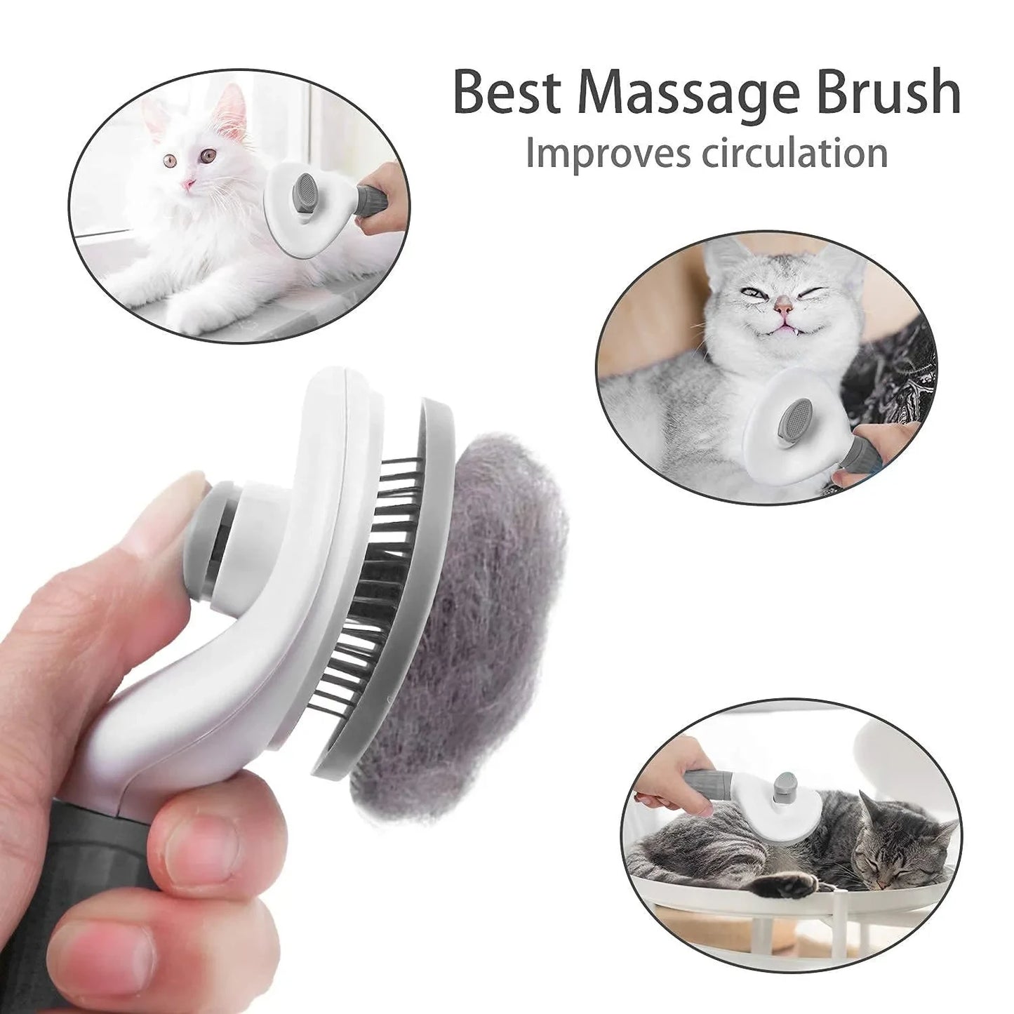 Self-Cleaning Pet Hair Removal Brush for Dogs & Cats