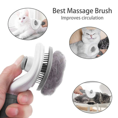 Self-Cleaning Pet Hair Removal Brush for Dogs & Cats