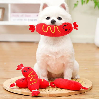 Interactive Squeaky Hot Dog Chew Toy for Dogs